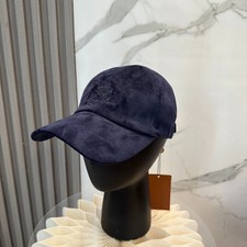 Loro Piana Navy Suede Baseball Cap Embroidered Logo Adjustable Strap Casual Hat picture