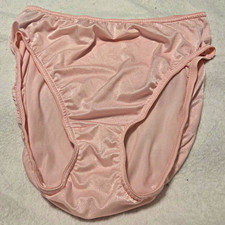 Vintage Warner's Women's Shiny Pink Solid Brief Panties XL 1X Nylon  picture
