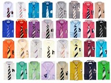 BERLIONI ITALY TODDLERS KIDS BOYS LONG SLEEVE DRESS SHIRT SET WITH TIE & HANKY picture