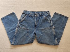 Vintage Carhartt B73 DST Dungaree Fit Double Knee Carpenter Denim Jeans Mens 32 picture