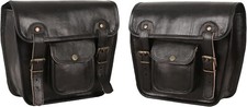 Pair Genuine Leather Motorcycle Saddlebags Universal Harley Panniers Waterproof picture
