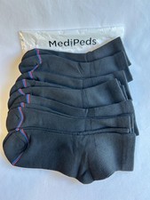 MediPeds Athletic Socks Low Cut Unisex Size 10-13 Black 8 Pair Cushioned Striped picture