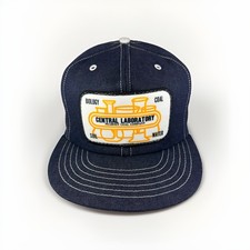 Vintage Peabody Coal Company Hat Central Laboratory 80s Denim Snapback Cap Patch picture