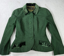Vintage 50s Hattie Carneige Blazer Size XS Emerald Green Gabardine Jacket picture