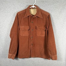 Vintage 50s Terrace Club Corduroy Loop Collar Sport Shirt Workwear orange picture