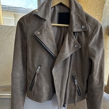 ALLSAINTS Leather Biker Jacket Zip Front Lined Collared Women's US 6 Dalby Suede picture