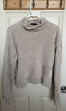 Pre-owned Sanctuary Women’s Chenille Mock Neck Sweater Beige/Light Sand Medium picture