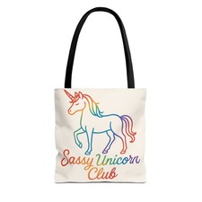 Sassy Unicorn Club Tote Bag | Fun Unicorn Tote, Gift for Kids, Rainbow [...] picture