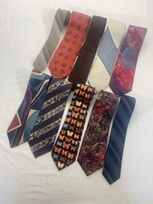 Lot of 10 Mens Vintage & Classic Neckties / Silk Polyester Ties Bulk Wholesale picture