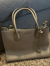 Michael Kors Mercer Medium Gray Pebbled Leather Zip Satchel w/ Lock, Strap picture