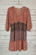 Umgee USA Boutique Women's S small Floral Animal Print 3/4 Sleeves Fall Dress picture