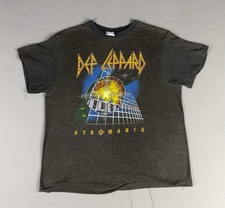 80s VINTAGE Def Leppard Pyromania Band T-Shirt Size Large 5050 Blend Original picture