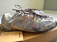Miu Miu Betis Glamour/Canberra Silver Mesh Leather Low Top Sneakers EU 38 picture