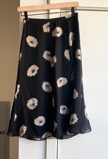 Vintage Max Mara Floral A-Line Flare Silk midi Skirt lightweight US 2 career 90s picture