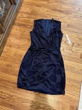 NWT Aqua By Bloomingdale’s Navy Velvet Dress - Size Small picture