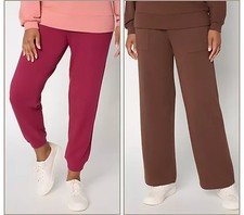 AnyBody Regular Cozy Knit French Terry 2 Pack Wide Leg & Jogger Pants NWT picture