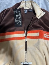 Vintage Don Y2K Velour Tracksuit 2PC Brown Cream Orange NWT Hip Hop Streetwear picture