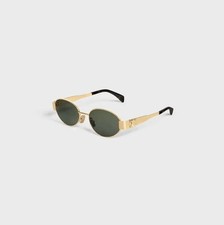 Celine CL40235U 30N Triomphe Metal Oval Sunglasses Gold Green Lens picture