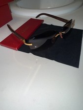 CARTIER Brown Lens with Gold Brown Wood Men's Sunglasses CT0014RS 001 picture