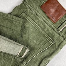 Gustin Monster Moss Selvedge Jeans Mens 32x34 Green Raw California Straight picture
