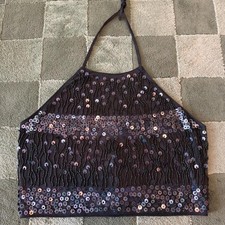 Y2K Black Sequin Beaded Halter Top | Fairy Grunge Going Out picture