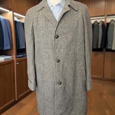 Vintage 1950s Tweed Overcoat 42r Raglan Sleeve Removable Wool Liner Bespoke picture