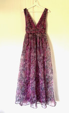 Lulus Dress Small Gown Aline Maxi Long Pink Floral Vneck Sleeveless New picture