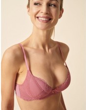 Gossard Superboost Lace padded Plunge Bra Mauve Pink 32C✔️ picture