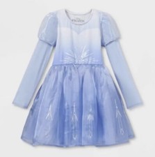 Girls' Disney Frozen 2 Elsa Long Sleeve Cosplay Dress - Light Blue XXL-MSRP $24 picture