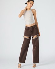 $119 Steve Madden Woman’s Taylor Jean Wide Leg Cocoa Brown Size 29 Cotton picture