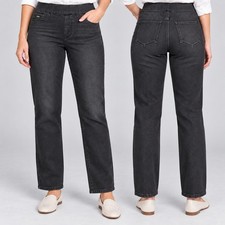 NWT Nine West Jeans Womens 8 Heidi Pull On Straight Black Stretch Denim Pants picture