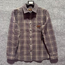 Volcom Workwear Mens Small Plaid Work Shirt Gray Corduroy Collar New NWT picture