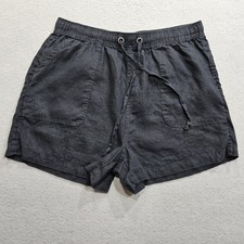 C&C California Black Linen Casual Shorts Womens Large Elastic Waist Drawstring  picture