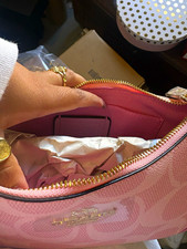Coach Nolita 19 Signature Pink Coated Canvas Leather Zip Bag Gold Hardware picture
