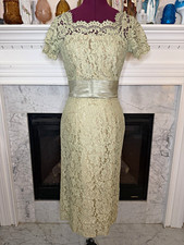 Vtg 1950’s Norman Original Lace Sheer Wiggle Dress Sage Green picture
