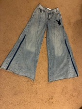 🔥 Y2K Playboy Bunny Flare Jeans — Vintage-Inspired Wide Leg Denim | Rare  picture