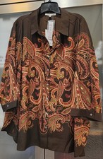Rose & Olive Plus 2X Multicolor 3/4 sleeve Button Down Blouse 27'' Long picture