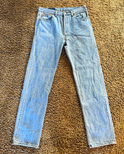 Vintage Levi's 501 Men's Light Wash Blue Denim Straight Jeans 34x34 from 1992 picture