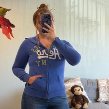 Aeropostale Aero NY Blue Zip Up Hoodie Small Petite picture