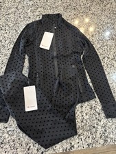 NWT Lululemon Flocked Polka Dot Bundle Sz 6 Define Jacket + Align 25 Sz  6 Pants picture