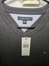 Tommy Hilfiger Men's V-Neck Sweater Size XL Charcoal Grey New With Tags picture