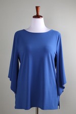 CHICO'S NWT $79 Knit Kimono Sleeve Stretch Solid Blue Top Size 2 US Large picture