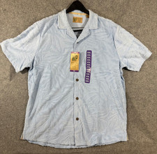 WP Weatherproof Terry Cloth Cabana Shirt Mens 2XL Blue Leaf Textured Classic NWT picture
