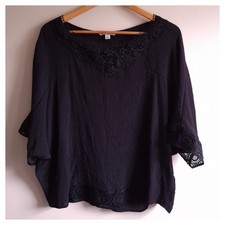 Black Lace Whimsigoth Top Womens Large Fairy Goth Witchy Capsule Romantic Goblin picture