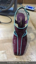 LEFT SHOE ONLY 26S Chanel Burgundy Crocodile Croc Illusion Green Shoe Matthie picture