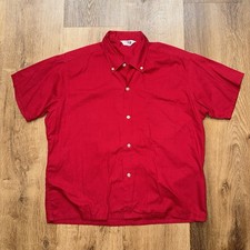 Vtg 50s 60s Convair Button Shirt Mens Large Cropped Red MCM Rockabilly USA Made picture