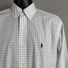 VTG Ralph Lauren Yarmouth Shirt Mens 14.5 32 33 NWT Blue Tattersall Check Cotton picture