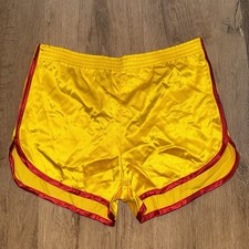 Vtg Velva Sheen Shorts Mens Medium Satin Athletic Gym Shiny Wet Look 60s 70s USA picture