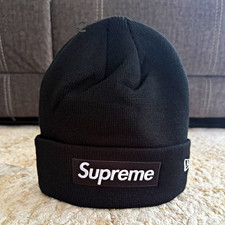 Supreme x New Era Box Logo Beanie Black One Size Knit Acrylic Unisex Adults picture