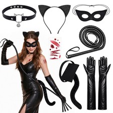 Yotako 7 PCS Halloween Cat Costume Accessories for Women, Black Cat Mask Ears an picture